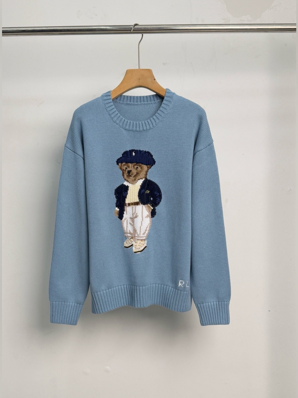 Polo Ralph Lauren Light Blue Polo Bear Crewneck Knit Sweater